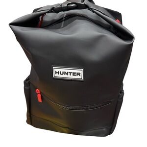 Hunter Black and Red Roll-Top Backpack
